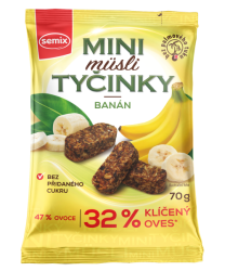 Mini müsli tyčinky s banány bez lepku 70 g